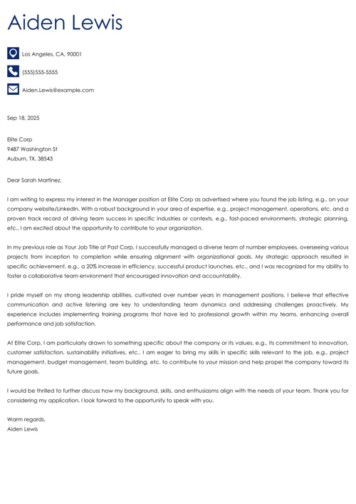 sample cover letter example
