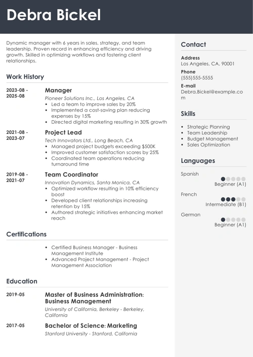 manager resume templates