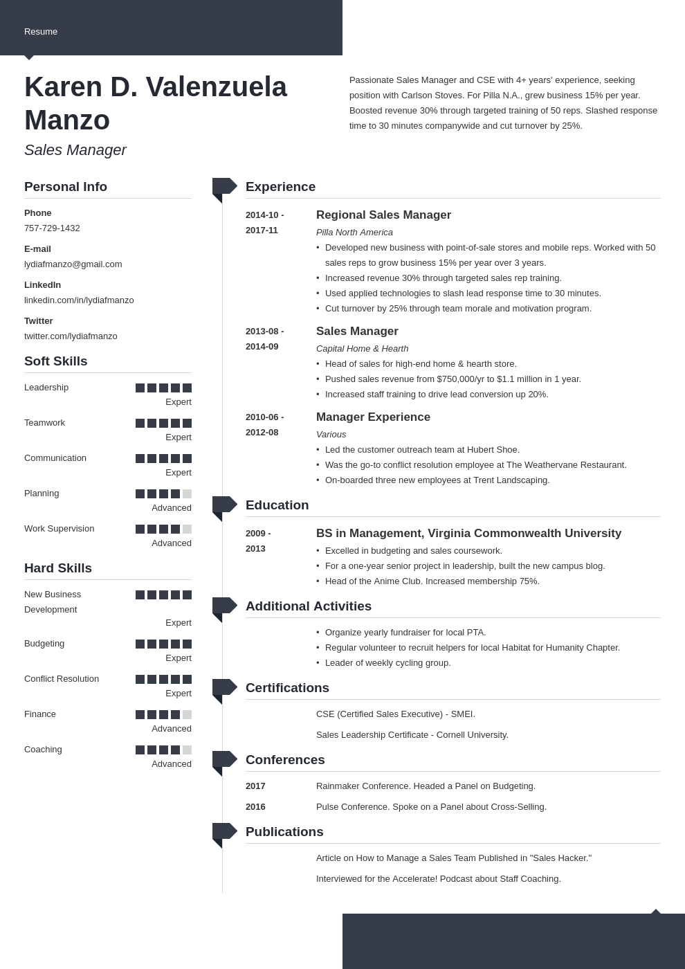 manager resume example template modern