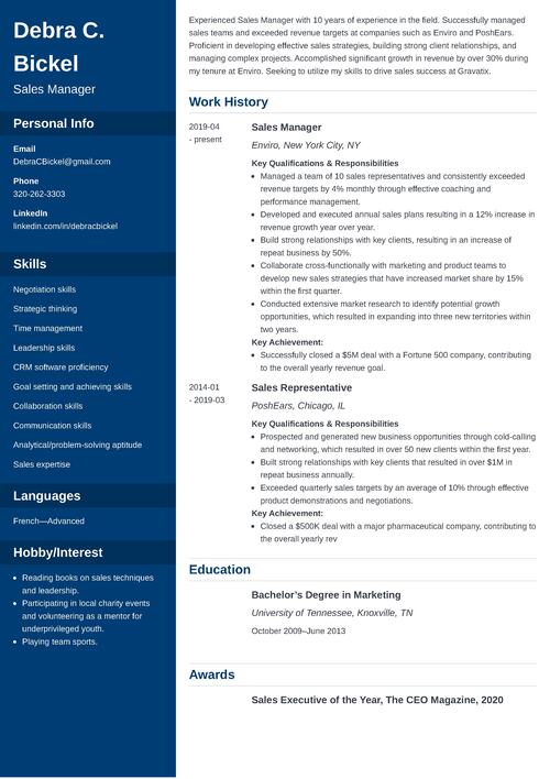 Manager Resume Sample