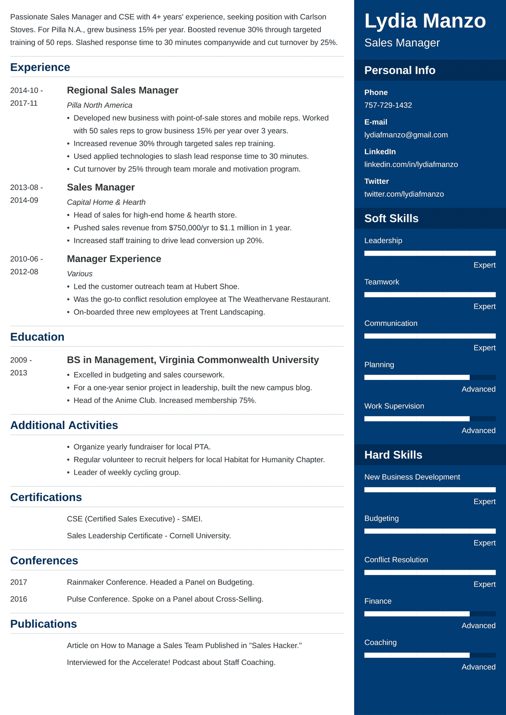 40 Management Resume Examples [Skills, Job Description]