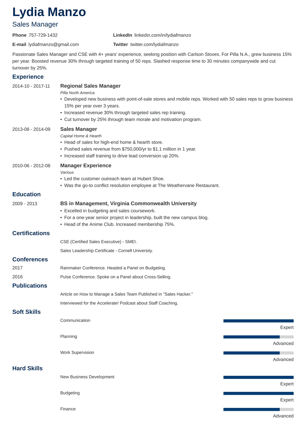 40 Management Resume Examples Skills Job Description