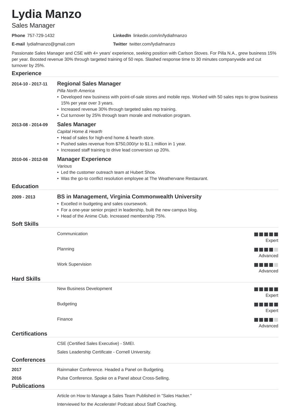 4 Manager Resume Examples & Templates for 2024