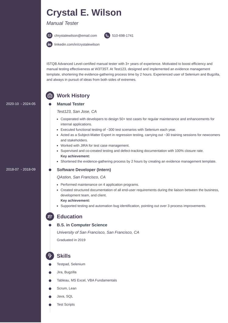 Manual tester resume template - Cascade