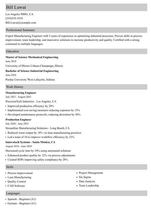 sample resume example