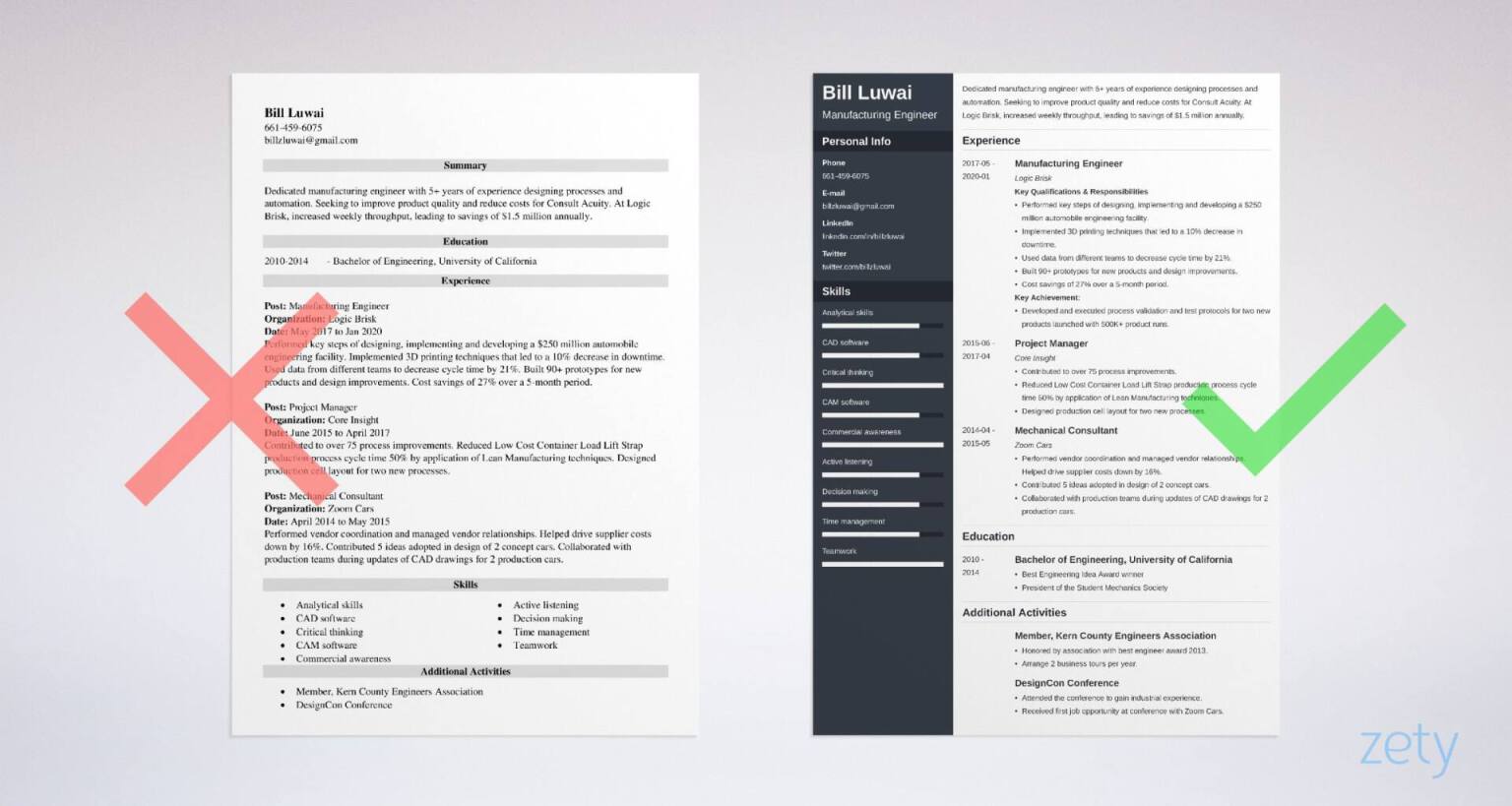 Manufacturing Engineer Cv Example