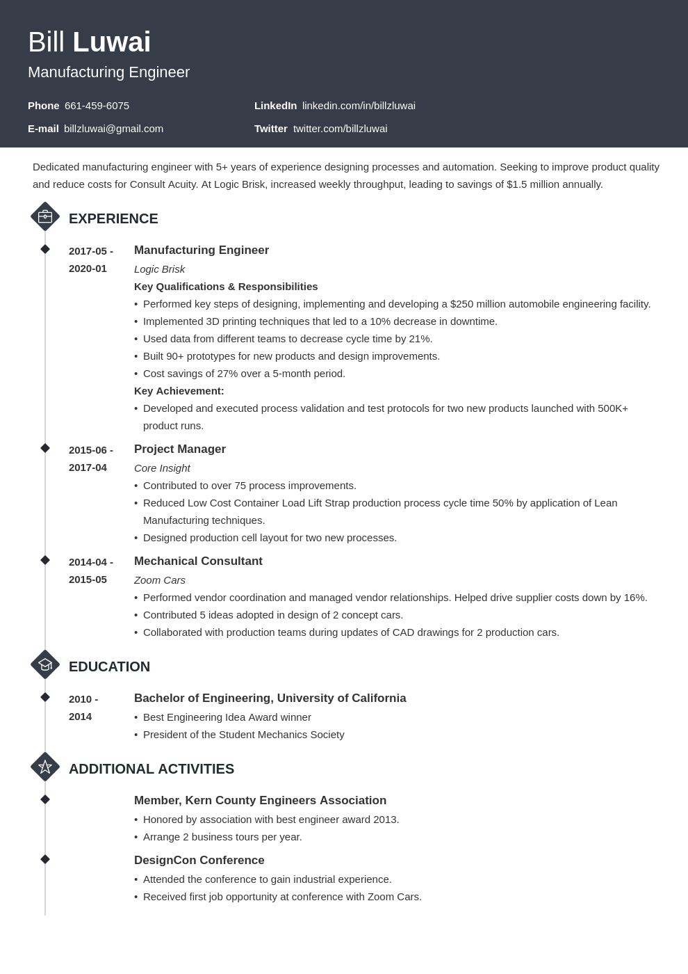 manufacturing engineer resume example template diamond