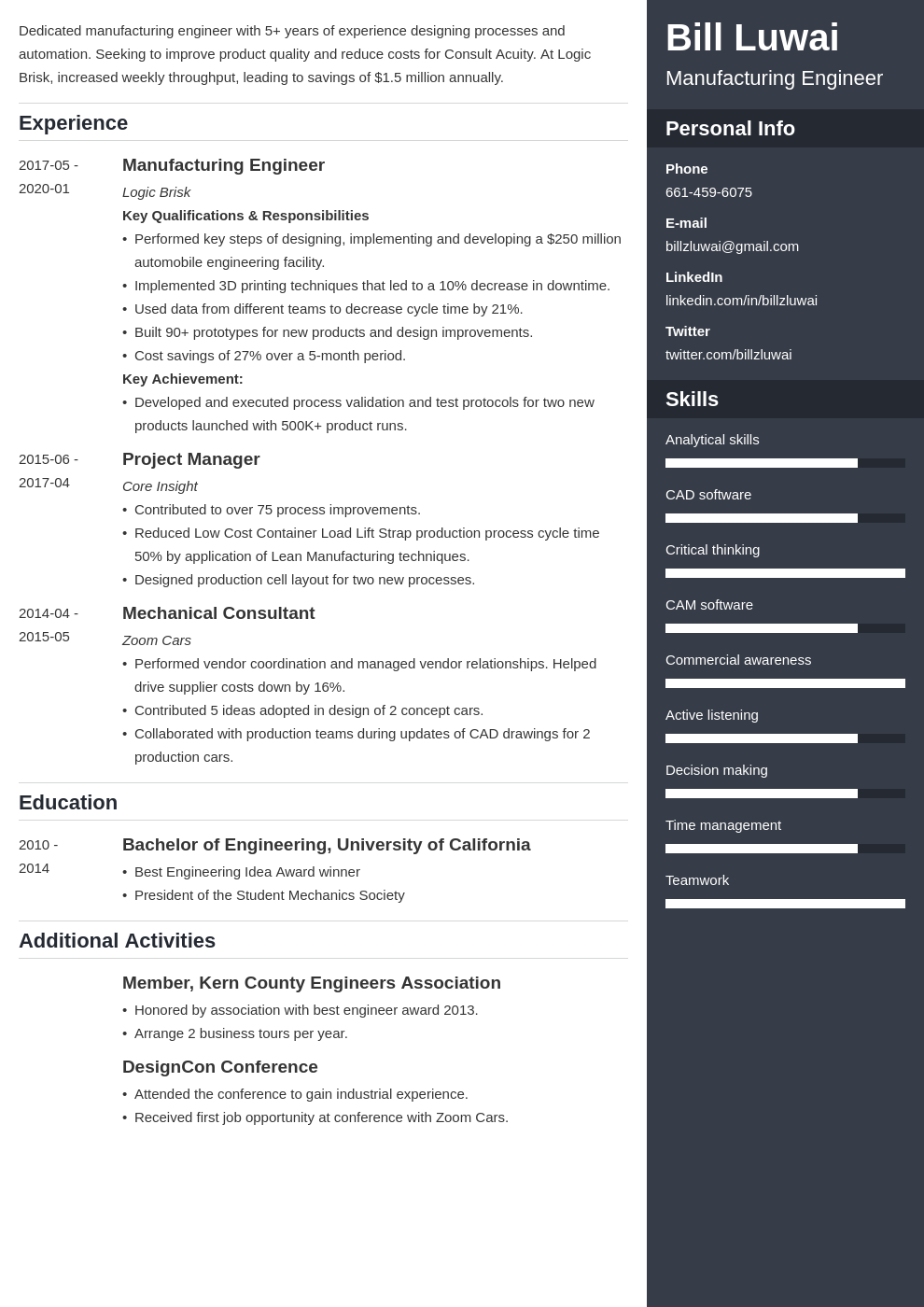 manufacturing engineer resume example template enfold