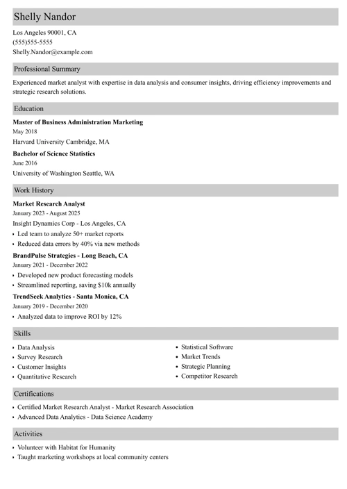 sample resume example