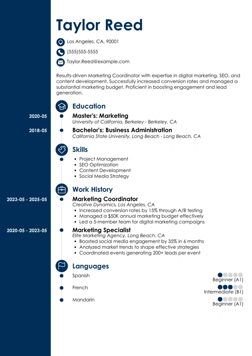 Marketing Coordinator Resume Sample