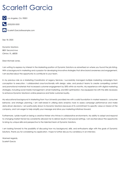 sample cover letter example