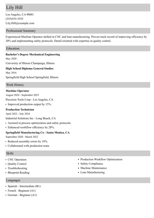 sample resume example