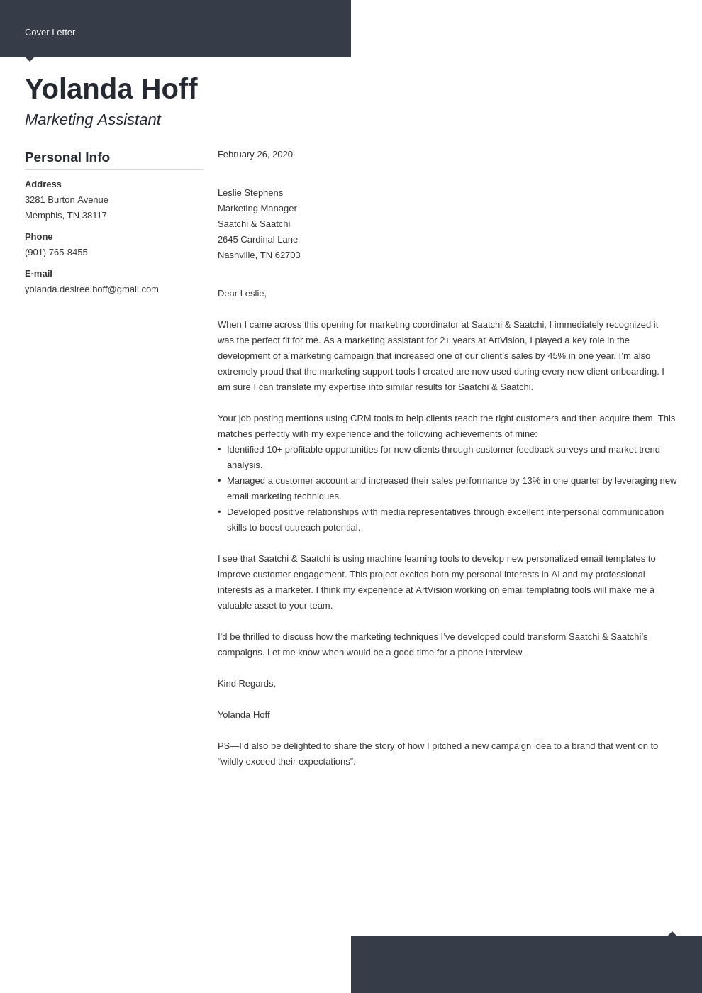 cover letter marketing coordinator example