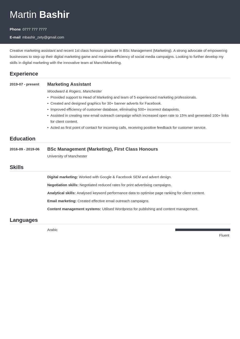 Marketing CV: Examples & How to Write