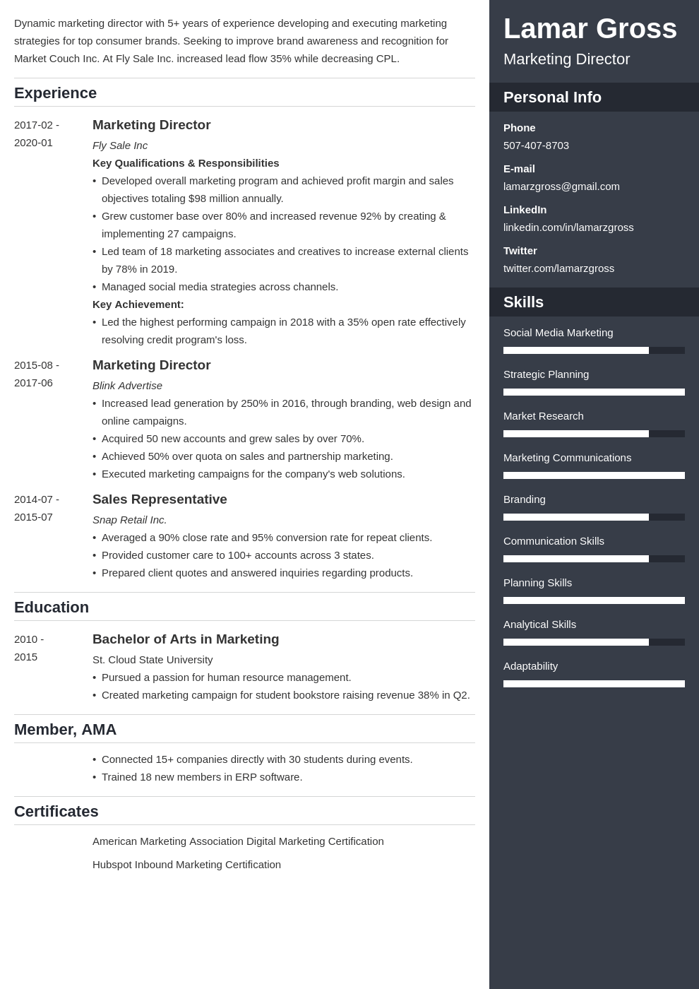 marketing director resume example template enfold