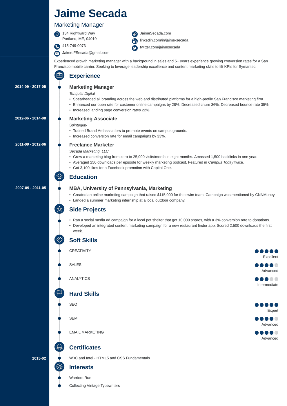 Marketing Manager Resume Sample Writing Guide 20 Examples