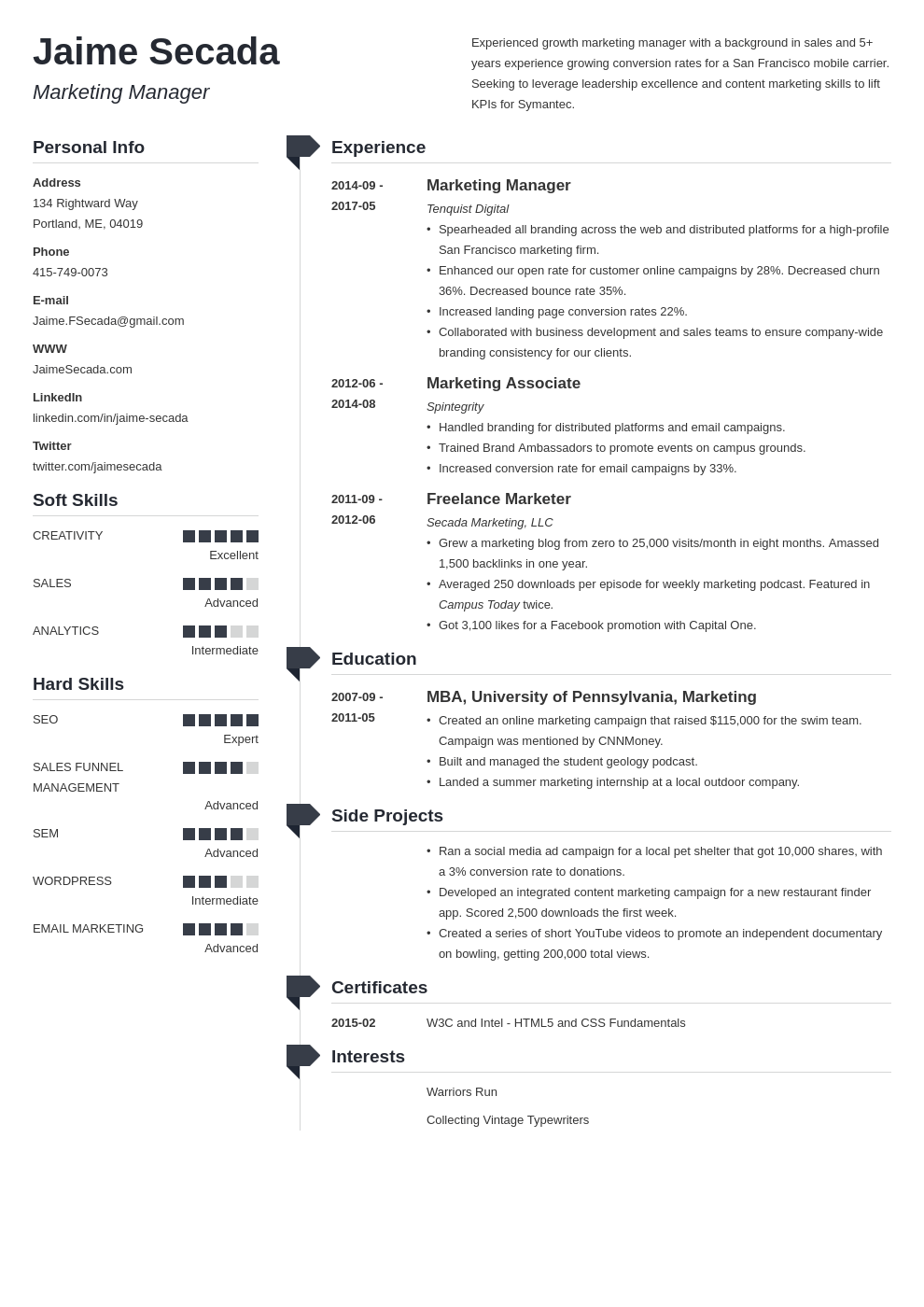 marketing manager resume example template muse