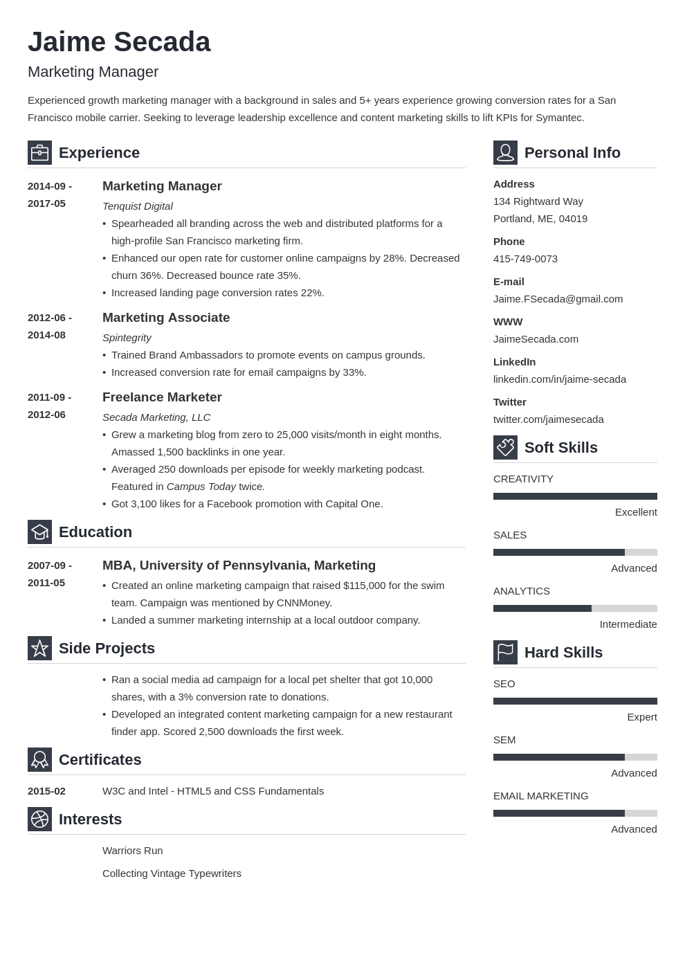 10 Marketing Resume Examples Best Templates Expert Tips