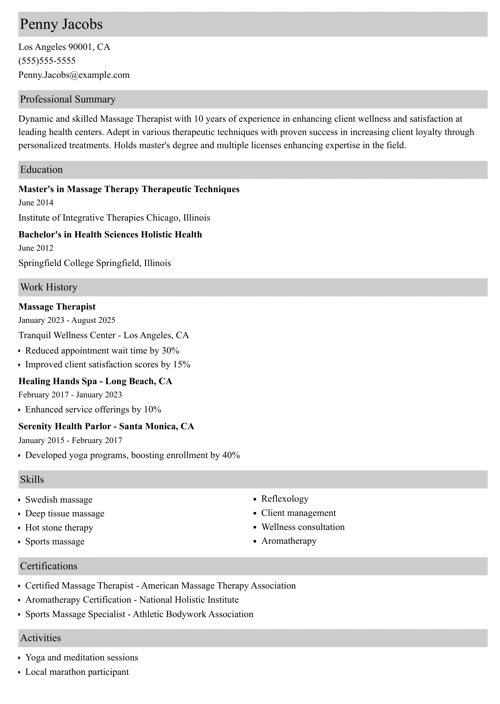 sample resume example