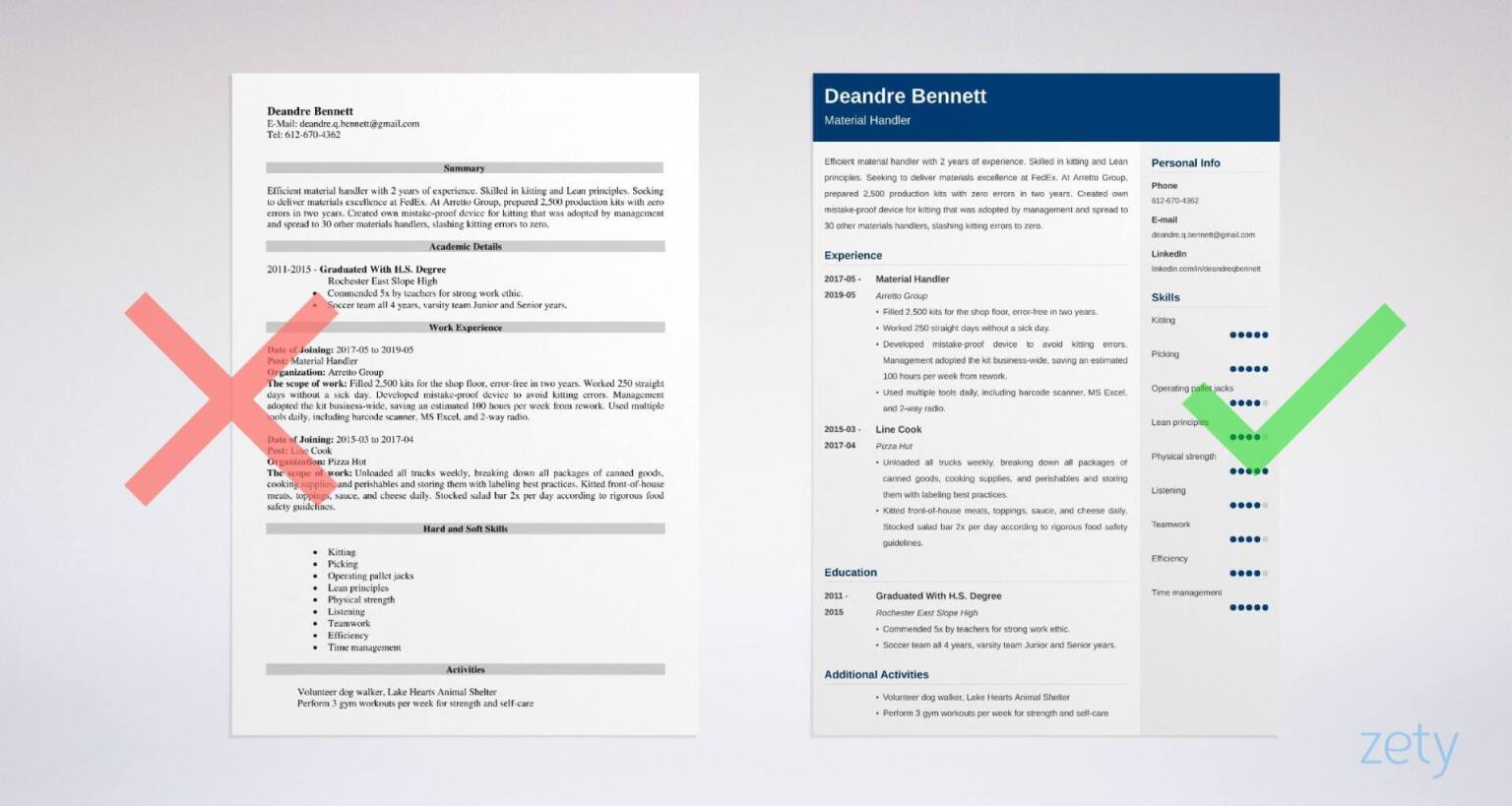 material handler resume templates