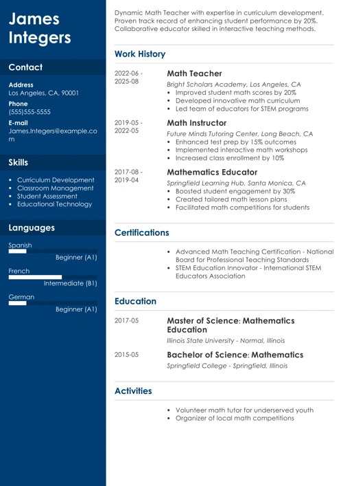 sample resume example