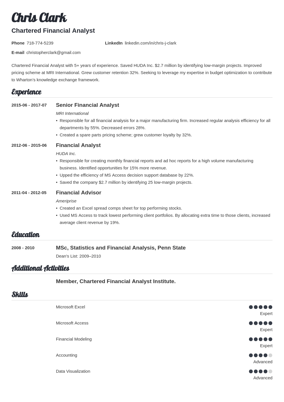 Wharton Resume Template / Fillable Online Wharton Cv Template Fax Email