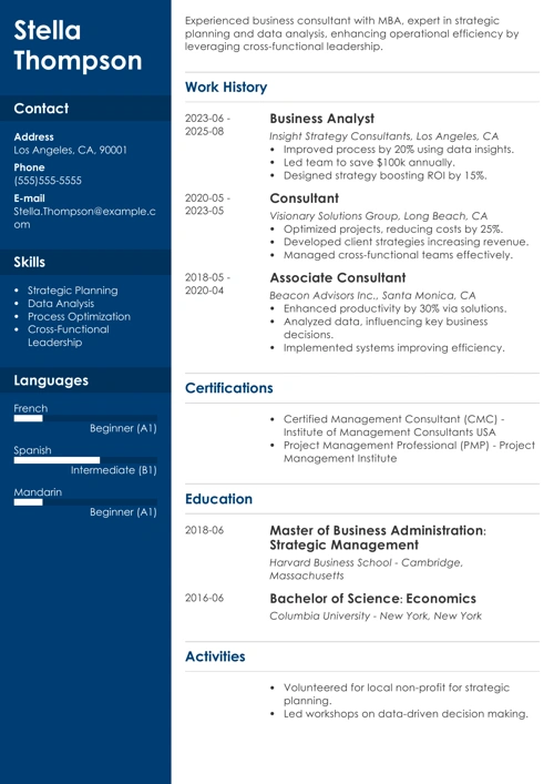 McKinsey resume example