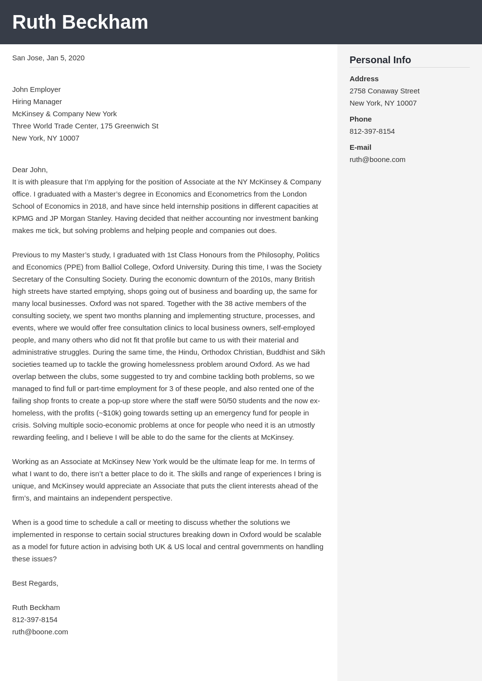 Mckinsey Cover Letter Sample And Writing Tips 10 Examples