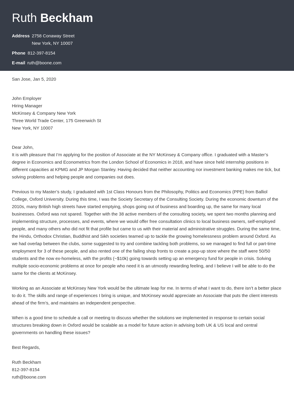 Mckinsey Cover Letter Sample Writing Tips 10 Examples