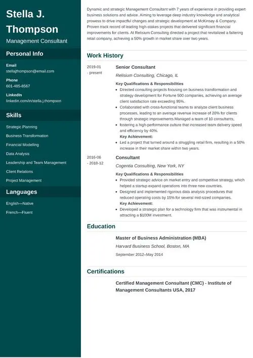 McKinsey resume example