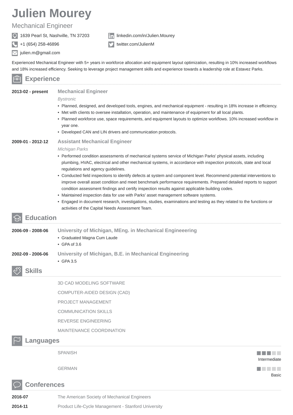 Mechanical Engineer Resume Examples (Template & Guide)