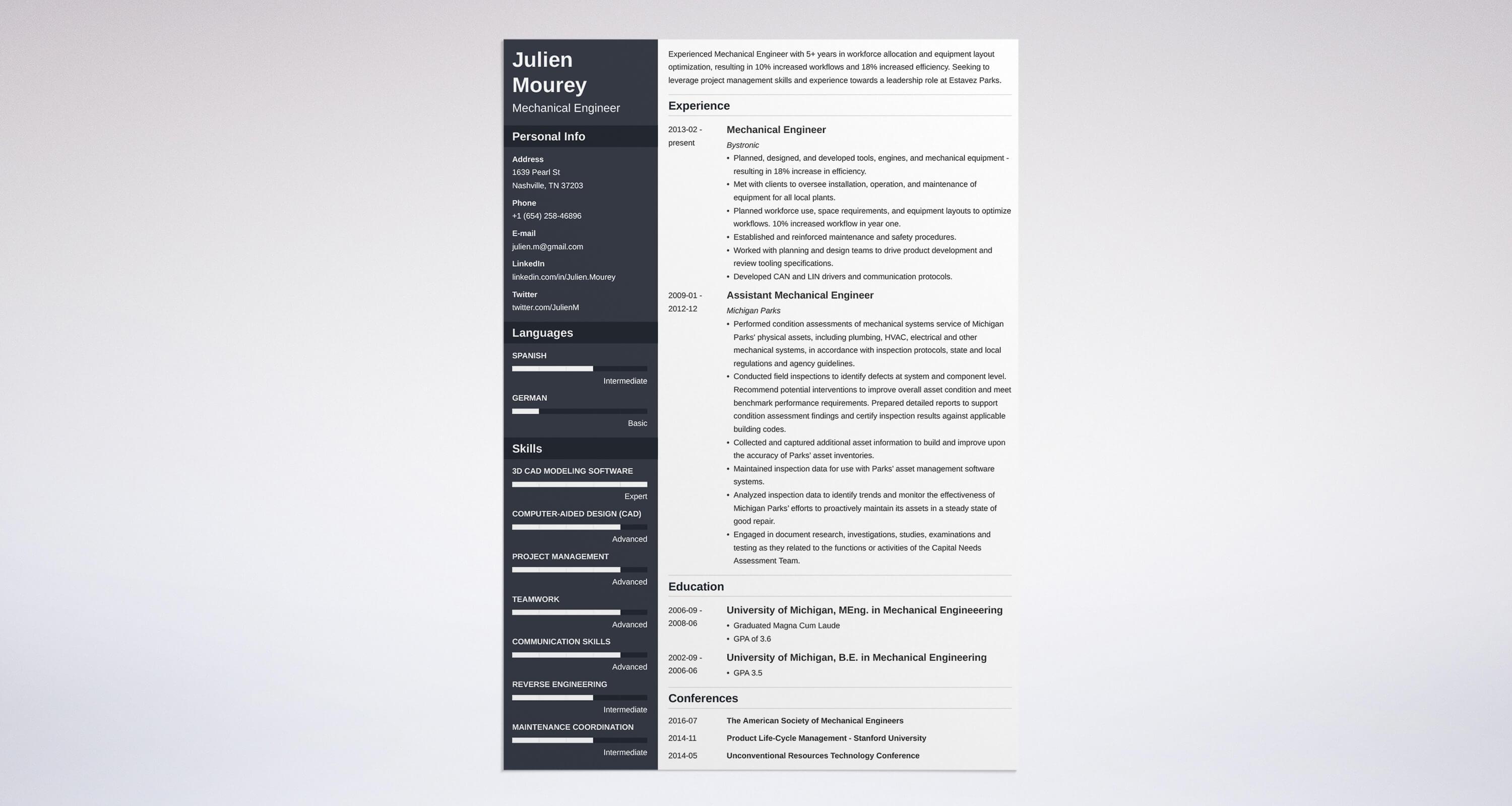 Mechanical Engineer Resume Examples (Template & Guide)