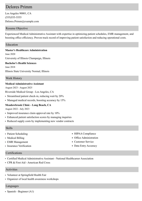 sample resume example
