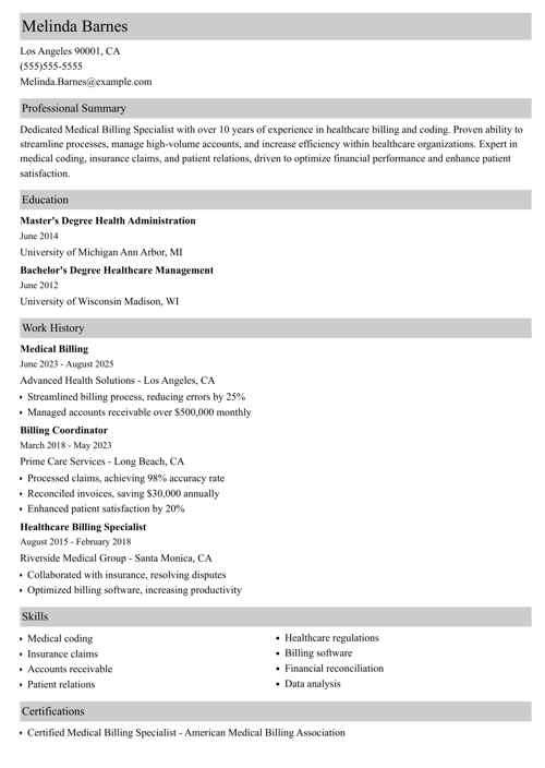 sample resume example