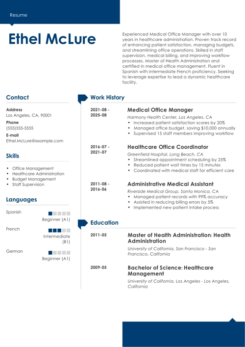 medical office manager resume sample
