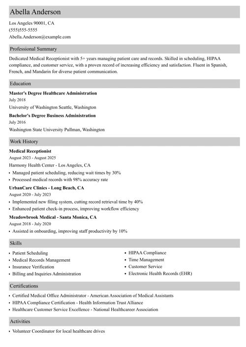 sample resume example