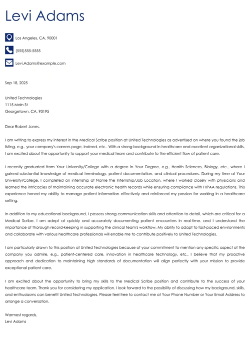Medical Scribe Cover Letter Sample & Format (2025)
