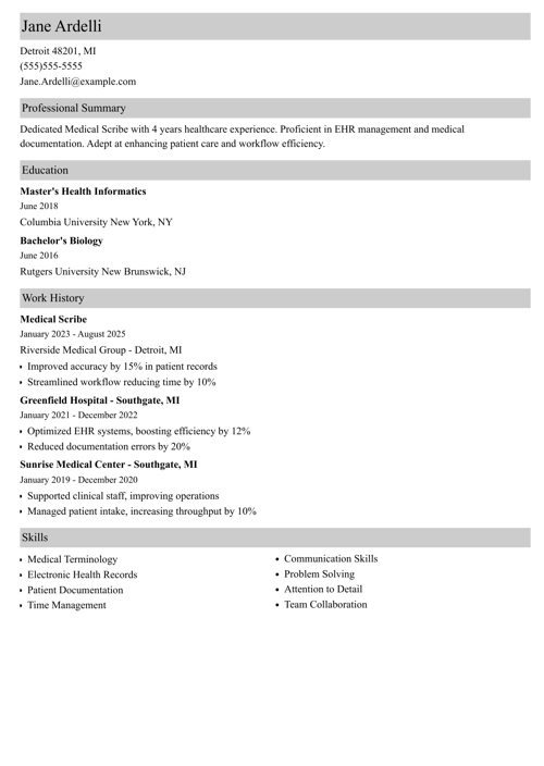 sample resume example
