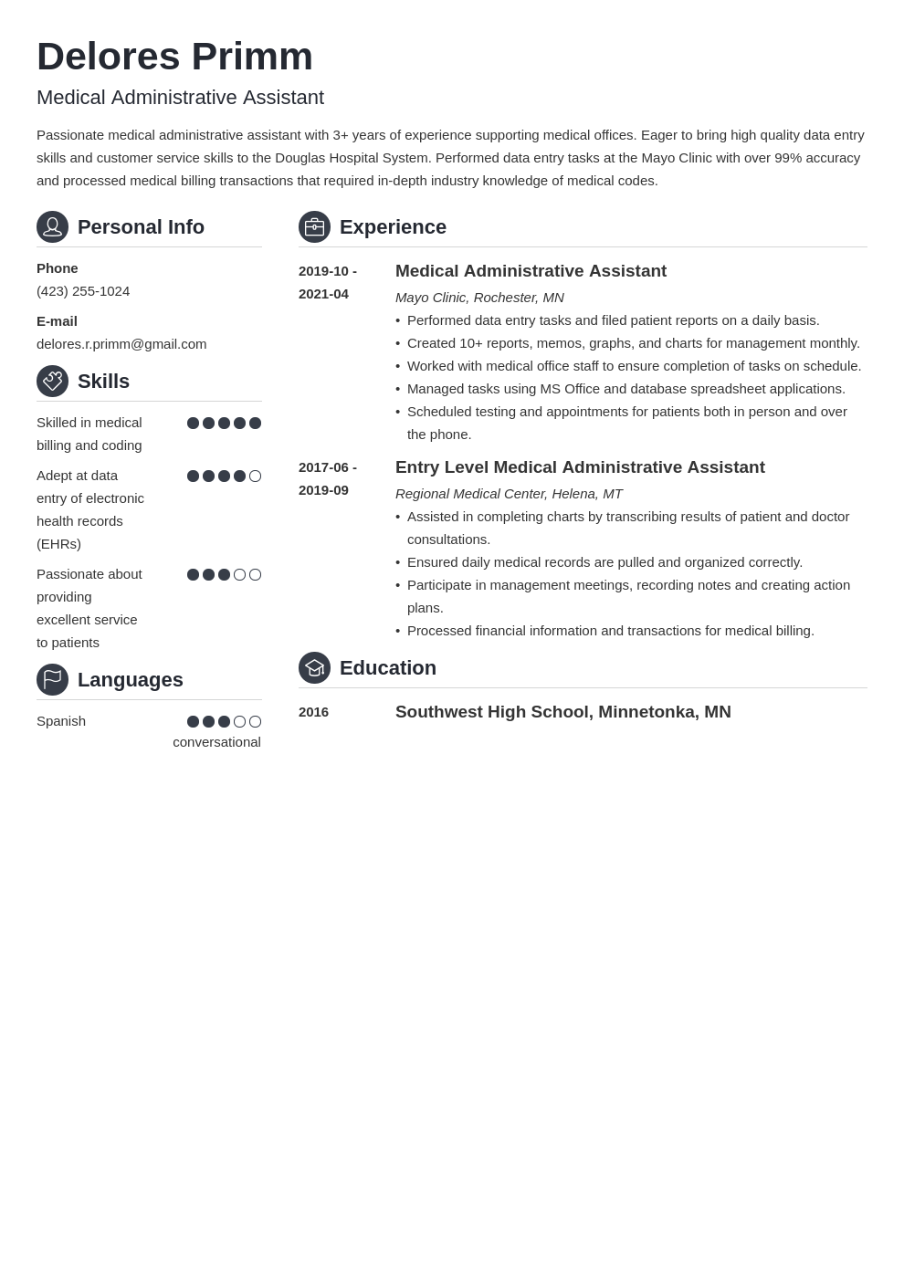 Medical Administrative Assistant Resume Sample and Guide