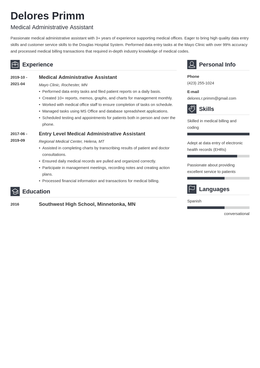 Medical Administrative Assistant Resume Sample And Guide