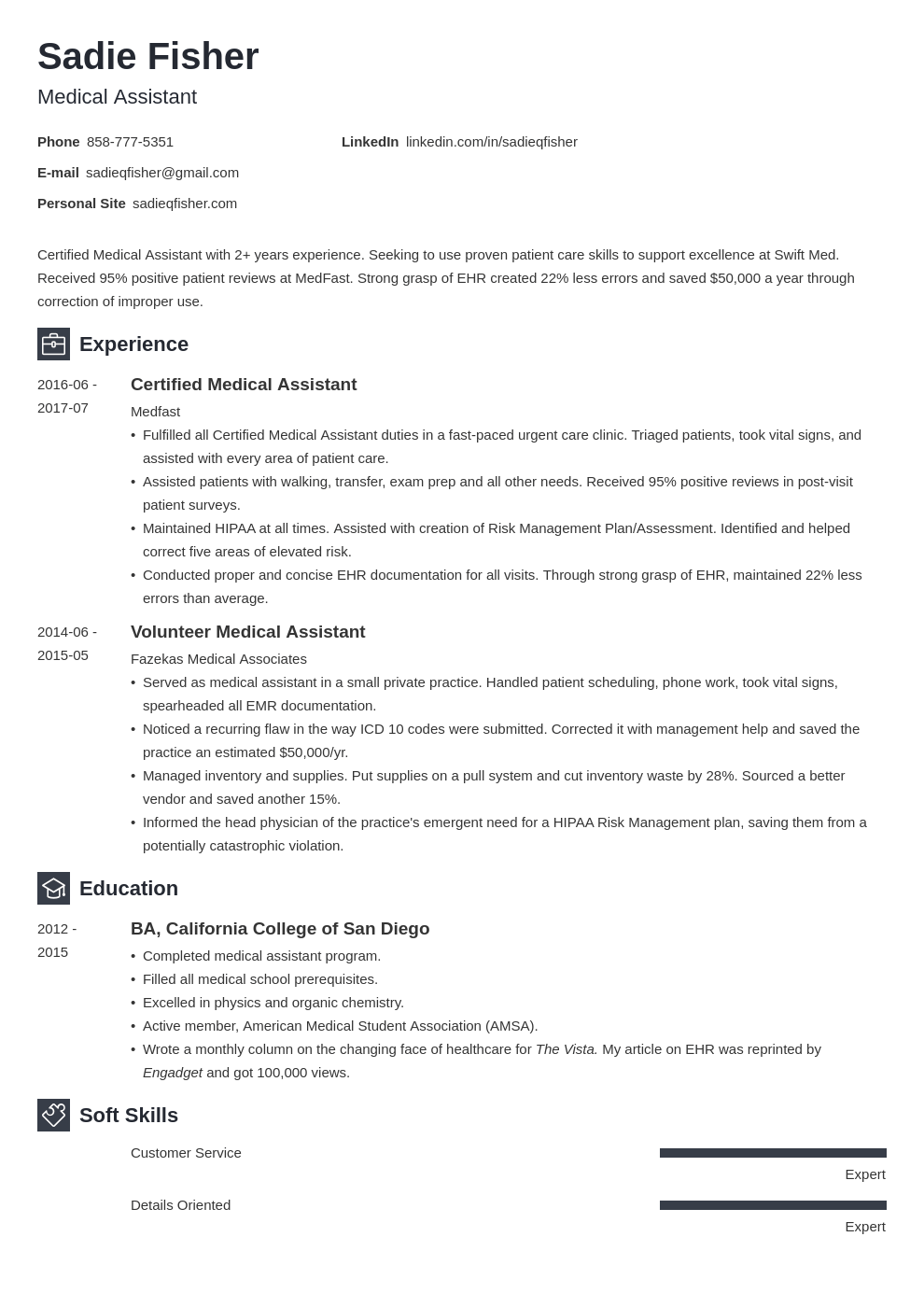 medical assistant resume example template newcast