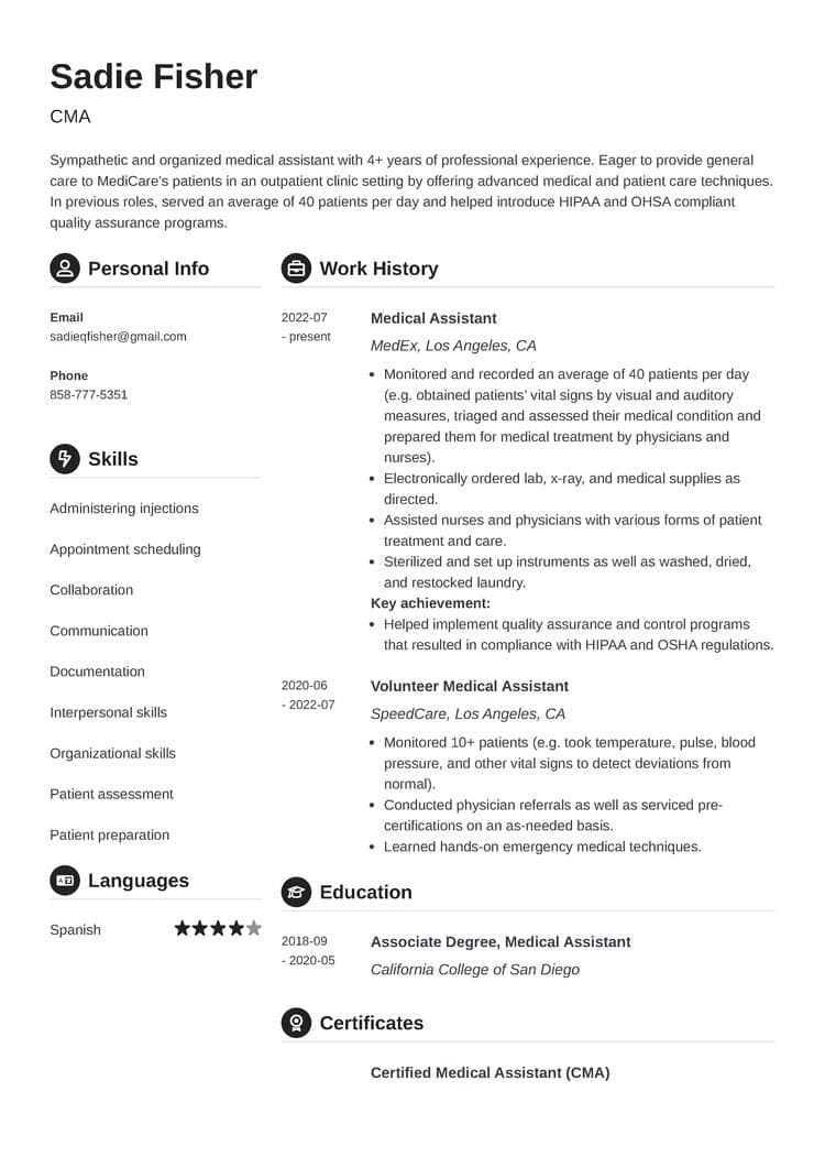 Medical Assistant Resume Template - Crisp