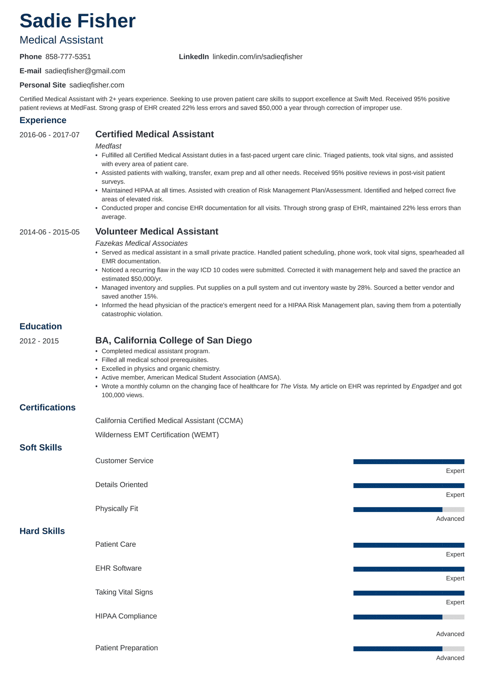 Medical Assistant Resume Examples: Duties, Skills & Template