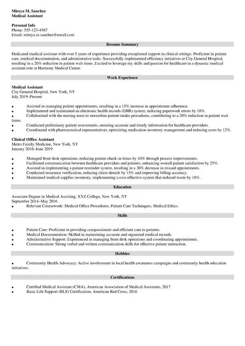 medical assistant resume sample