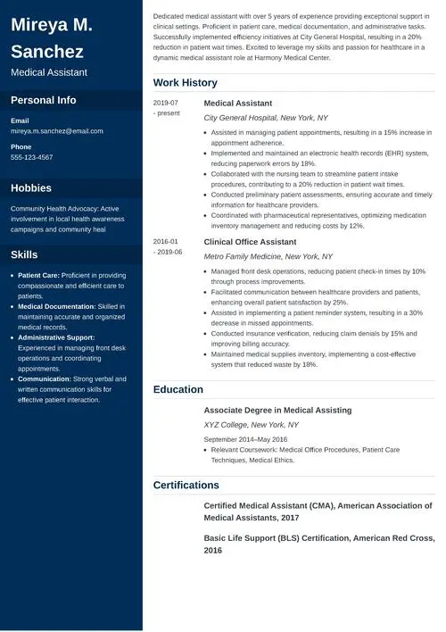 medical assistant resume sample