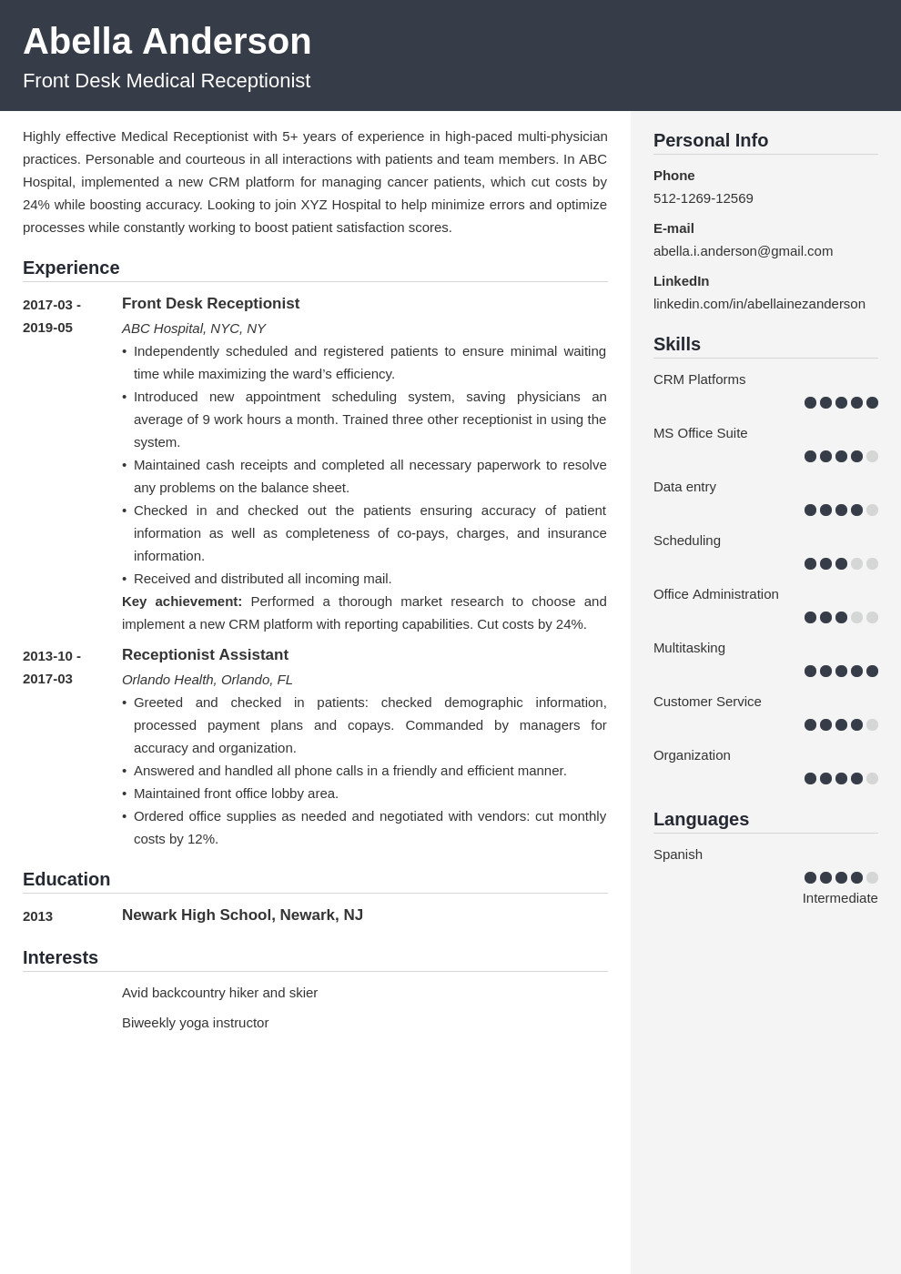 medical receptionist resume example template cubic