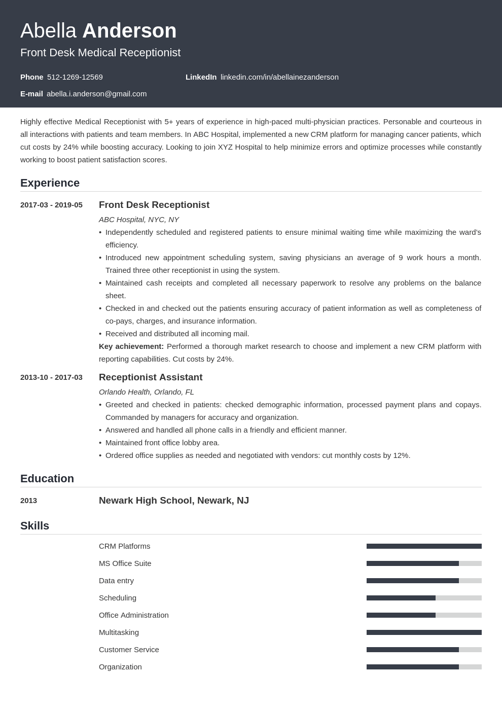 medical receptionist resume example template influx