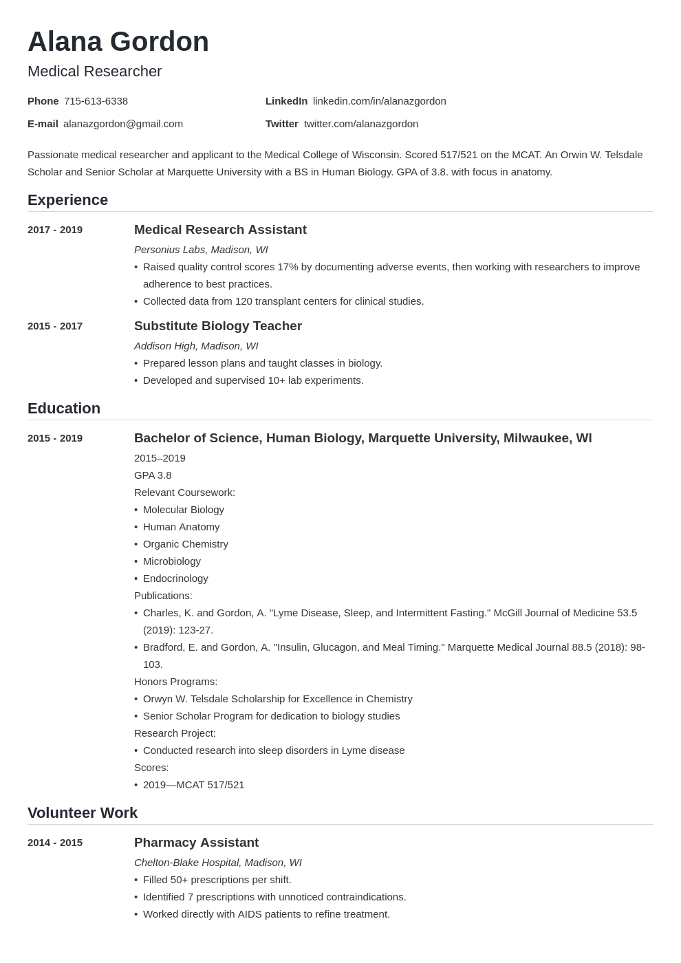 medical school resume example template nanica
