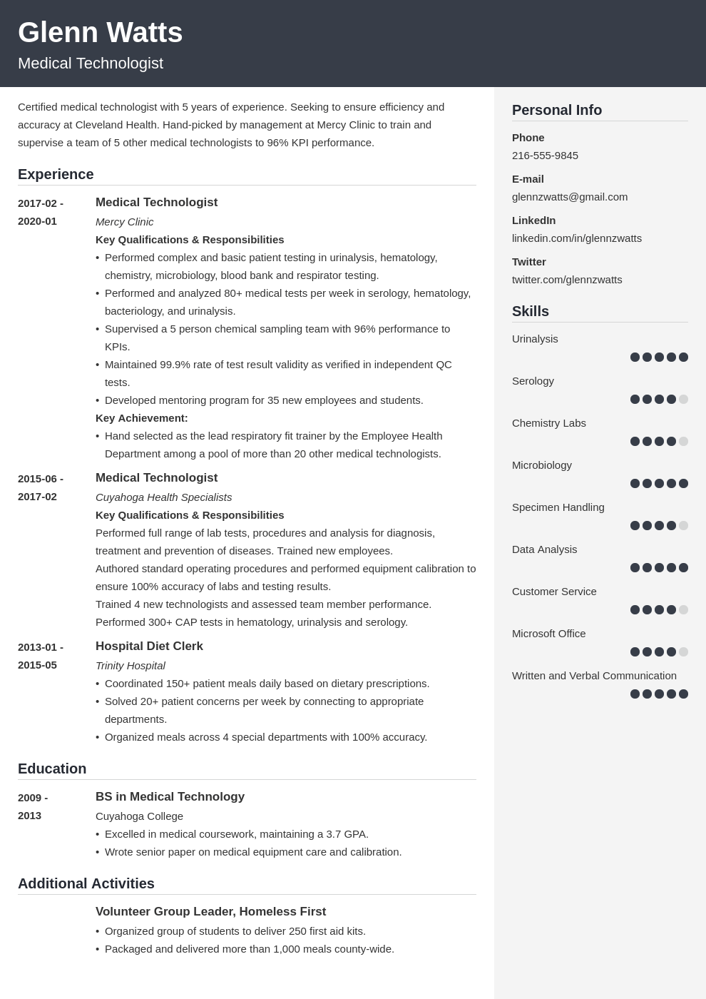 medical technologist resume example template cubic