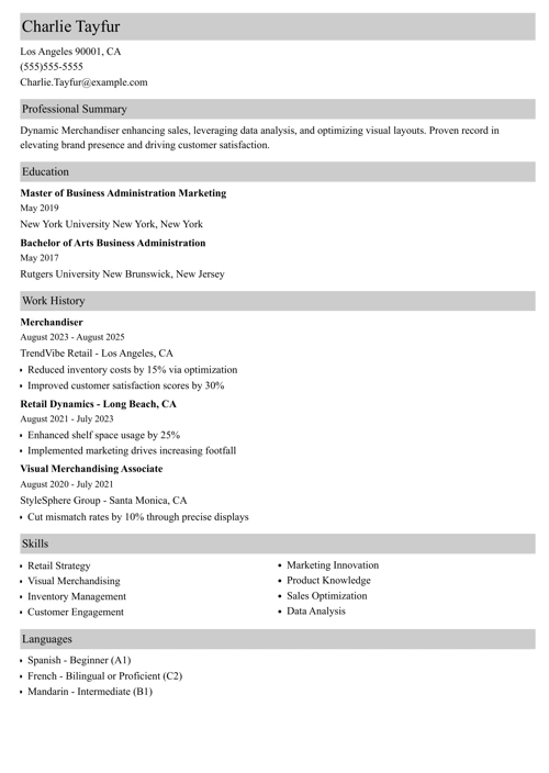 sample resume example